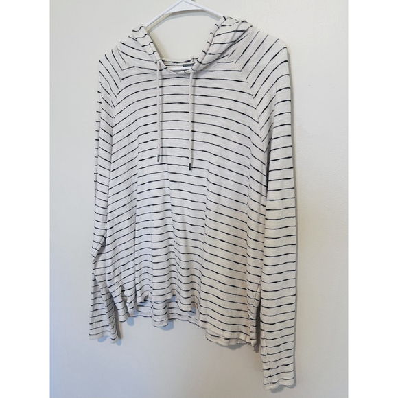 🛍️3 for $20🛍️ Aerie Pullover Hoodie Sweatshirt Womens Large Cream Black Stripe - Picture 4 of 6